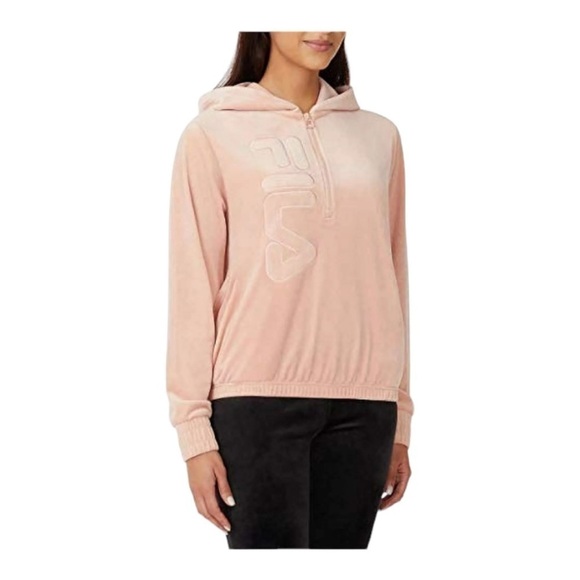 FILA-PINK VELOUR HOODIE-SIZE XXL - Picture 3 of 10
